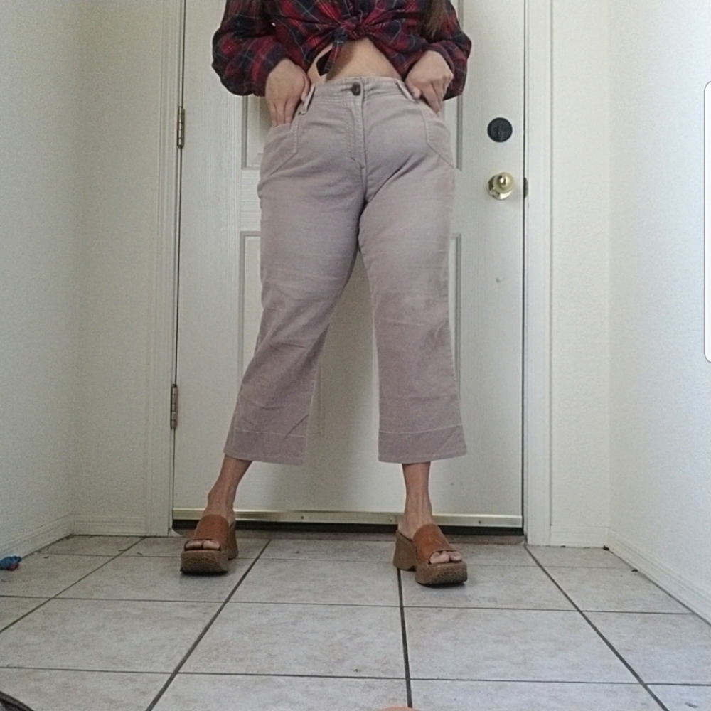 Plus size corduroy wide leg pants